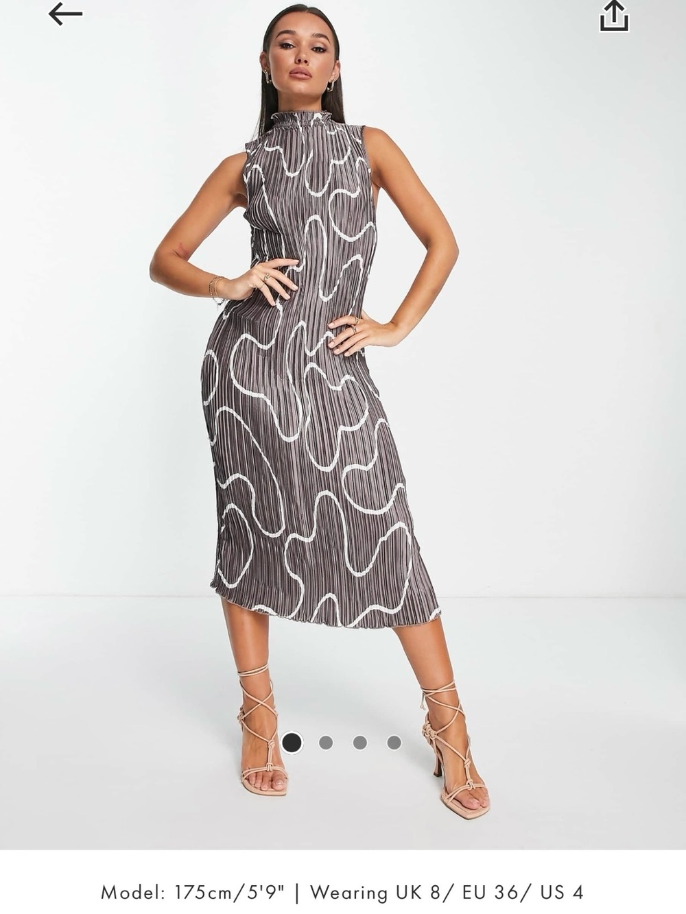 ASOS Design Satin Plisse Midi Dress